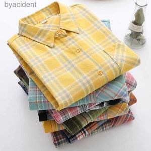Women's Blouses Shirts Elegant Design Style Plaid Shirt Women 2023 New Spring Autumn Casual Womens Blouses and Tops Ladies Loose Long Sleeve BlouseL240109