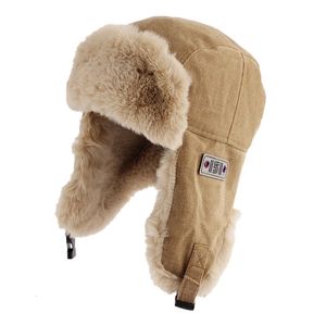 2023 Pilot Winter Hat Outdoor Rosyjska moda dla mężczyzn Warm Bomber Trapper Ushanka 240108