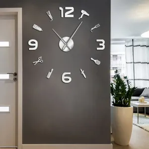 Wanduhren Acryl Spiegel Aufkleber Salon Werkzeuge 3D Uhr Für Büro Kunst Dekoration Kreative Uhrwerk DIY Punch-freies