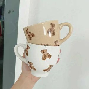 Mugs Modern Ceramic Coffee Cup White Simple Bear Ceramics Mug Breakfast Milk Cups Oatmeal Bowl Ice Cream Bowls Couple Tableware Mugs YQ240109