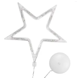 Night Lights Christmas Star Window Suction Cup Operated White Light Hanging Lamp