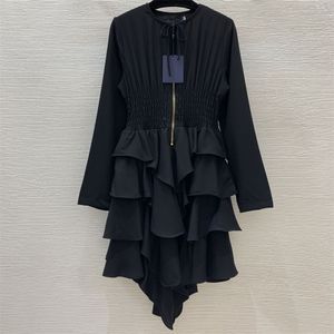 dresses casual woman dress zipper design waist elastic slimming long sleeve fashion long sleeve designer blouse