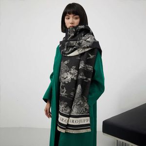 Модный кашемировый шарф с пейзажной живописью для женщин, офисный кондиционер, утолщенный и теплый длинный шарф