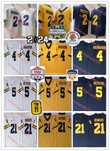 Charles Woodson #5 Jabrill Peppers 2024 Champions Michigan Football Jersey Stitched Mens #4 Jim Harbaugh 21 Desmond Howard Michigan Wolverines Jerseys