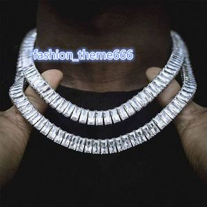 Hip Hop jewelry 8mm Iced Out Tennis Chain Necklace Bracelet Brass Cubic Zirconia Diamond Baguette CZ Tennis Chain