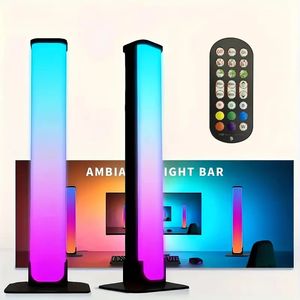 Barres lumineuses LED intelligentes 2 pièces, veilleuse RVB avec télécommande et contrôle par application, rétroéclairage de synchronisation de musique pour la décoration de la chambre à coucher de la télévision de jeu, lampe de bureau pour le bureau