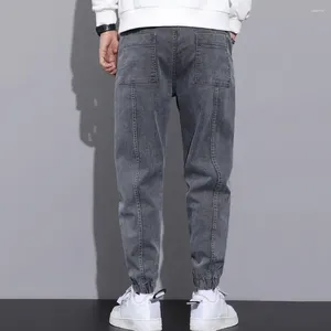 Men's Pants Men Drawstring Pocket Loose Fit Cargo With Ankle-banded Waist Soft Warm Fabric Solid Color For Fall