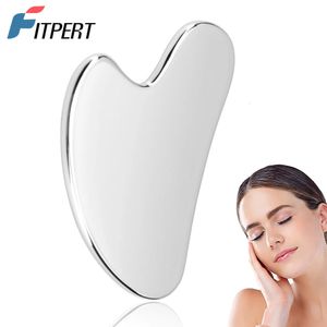 GUA SHA Tool Rostfritt stål Guasha Massage Tool Natural Universal Silver Metal Gua Sha Board för Spa Acupuncture 240108