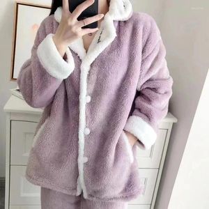 Indumenti da notte da donna Autunno Inverno Flanella Pigiama caldo Set Donna Addensare Dolce Homewear Pijama Due pezzi Lettere ricamate Abiti