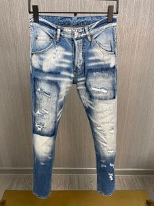 COOLGUY JEANS Jeans da uomo DSQ2 Classico blu Hip Hop Rock Moto Design da uomo Jeans skinny effetto strappato Denim Biker 878