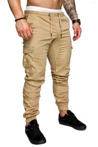 Pantaloni da uomo in tessuto intrecciato Leggings multitasche casual con coulisse Pantaloni streetwear Harajuku Pantaloni sportivi da uomo