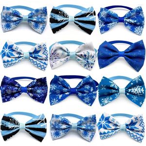 Dog Apparel 30/50pcs Winter Small Bowties Snowflake Style Pet Adjustable Collars Accessories Grooming Products