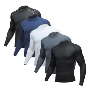 T-shirt da uomo Compressione Fitness Sport Manica lunga Corsa Elastica ad asciugatura rapida Girocollo T-shirt base da basket