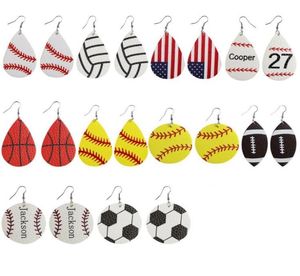 Sports Round Earbob PU Leather Earrings Household Sundries Baseball Football Soccer Basketball Softball American Wind Earring For 2600879