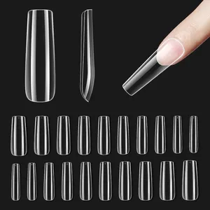 False Nails Makar500PCS Square Long Clear Press On Nail Tips Full Cover For Gel Art Soak Off Extensions Acrylic