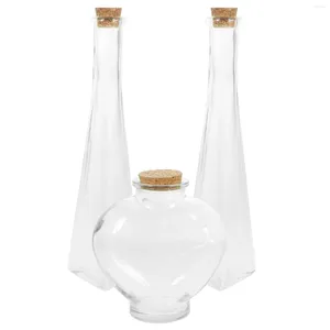 Aufbewahrungsflaschen, 3 Stück, dekorative Flaschen, Miss-Glasbehälter in Herzform