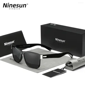 Sunglasses Ninesun Brand Square Retro Gradient Polarized Women Men Carbon Fiber Pattern Design Outdoor Sports Eyewear