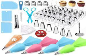 72pcs Cake Decorating Supplies Sets with Icing Tips Pastry Bags Icing Smoother Piping Nozzles Coupler DIY Baking Pastry Tools3117050