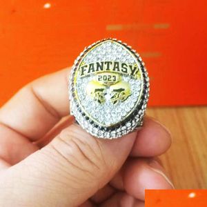 Band Rings Drop 2023 Fantasy Football Championship Ring With Stand New Arrive Fl Size 8-14 Delivery Jewelry Otsut