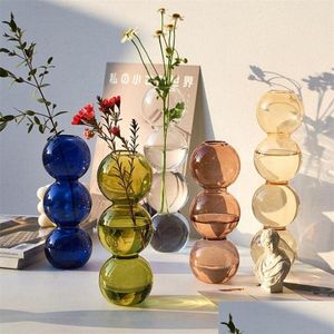 Fioriere Vasi Vaso di vetro Decorazioni per la casa Piccola stanza Vasi di fiori Accessori decorativi Vaso per piante idroponico 220518 Consegna a goccia Giardino Pa Otni2