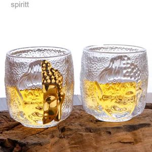 Wine Glasses New Style Creative 100-150ml Carved Buddha Face Wine Cup Whiskey Vodka Sake Shochu Shot Glass Funny Zen Sense Drinkware YQ240105