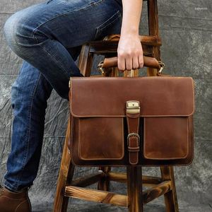 Портфели из натуральной кожи, мужской портфель из воловьей кожи, 15-дюймовый ноутбук, деловая сумка, винтажная мужская офисная сумка на плечо, портфель