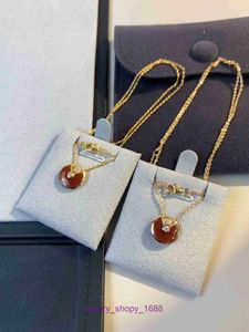 Top Quality Car tires's necklace For women online store High quality gold amulet with white Fritillaria red agate thick plated rose lock With Original Box Pan