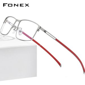 FONEX Occhiali in lega Telaio Uomo Quadrato Occhiali da vista Miopia Montature da vista Coreano Occhiali senza viti 010 240109