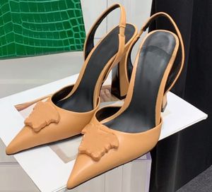 Mode Frühjahr Sommer Hohe Blockabsatz Slingback Pump Schuhe Damen Luxus Designer Elegante Spitz Slip Auf San