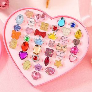 Finger Fashion Colorful Toy Shiny Rhinestone Rings PCS Universal Size Girls Ring Kindergarten Kid Gift