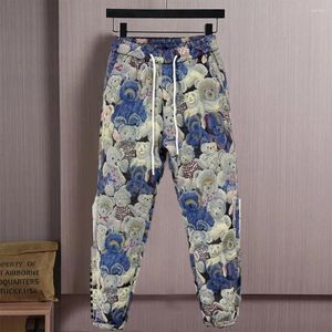 Pantaloni da uomo Harem sportivi vestibilità ampia con design fasciante per le gambe Stampa orso Casual Streetwear Elastico per l'autunno