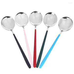 Kaffescoops 5 pack soppskedar rostfritt stål glass teskedar för middag långhandtagbordssked