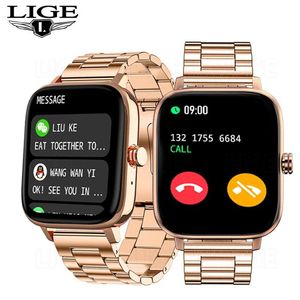 الساعات Lige Smart Watch Men Bluetooth الإجابة على السجلات الرياضية الوضع الرياضي IP67 Waterproof Forder