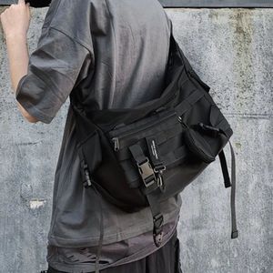 Функциональный стиль, черные сумки-мессенджеры через плечо для мужчин и женщин, хип-хоп, техническая одежда, сумка на талии, гот, почтальон 240108