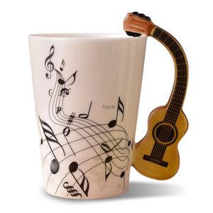 Mugs Music Cup Coffee Mug Musical Notes Design Coffee Cup Gifts for Guitar Players Musikerna YQ240109