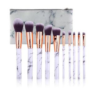 10pcs Marble Patten Makeup Brush for Cosmetic Powder Foundation Foundation Lip Make Up Pędze Set Up Beauty Tool Maquiagem Dropship7171234