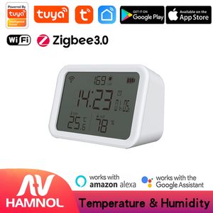 Tuya WiFi Zigbee Smart Home Temperatur-Feuchtigkeitssensor LCD-Bildschirm Lux-Lichtdetektor Innen-Hygrometer Thermometer ZigBee3.0-Hub erforderlich