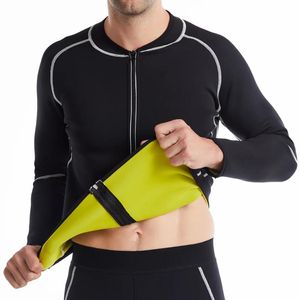 Ceketler Yeni Erkekler Shapers Sauna Su Takım Neopren Ter Ceket Egzersiz Kilo Oyunu Uzun Kollu Bel Trainer Vücut şekillendirici Fermuarlı