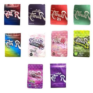 Saco de embalagem Sacos de plástico Mylar embalagem resselável Zipper Packs stand up pouch azedo branco rosa 500mg atacado Grndx