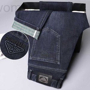 Mäns jeansdesigner 2023 Autumn/Winter New Brand Mid Rise Straight Fit Elastic Wash Blue Gray Denim Asxm