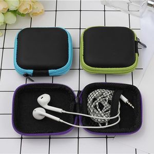 Hörlurkabellagring Hard Box Protection Bag PU Zipper Bag Antipressure Portable Storage Data Line Box Earphone Storage Påsar B9947578