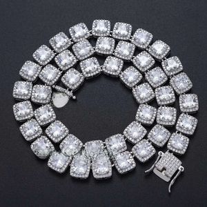 European and American New High-quality Hip Hop Men Iced Out Diamond 10mm Square CZ Diamonds Necklace Hip Hop Bling Chain Eternity