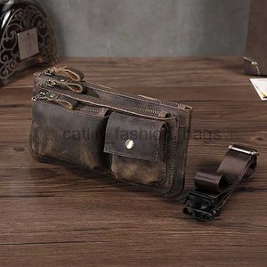 Shoulder Bags Crazy Horse Leather men Casual Fashion Travel Fanny Waist Belt Ch Pack Sling Bag Design Bum Phone Cigarette Case Male 811-29catlin_fashion_bags