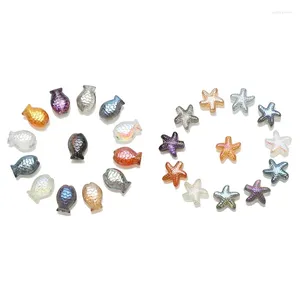 Encantos 60 pçs pingente de cristal peixe estrela do mar forma vidro facetado contas artesanato material jóias fazendo brinco fornecedor peças