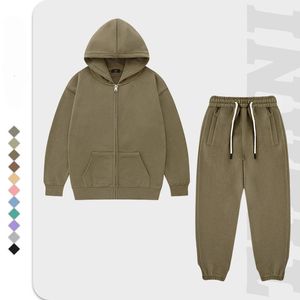 Barn Klädbarnsspårning Autumn Cotton Hoodies Sweatpants 2st Set For Boys Girls Zipper Jackets Casual Sportswear 240108