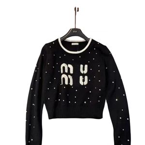 Damen-Farbblock-Langarm-Rauten-Shinny-Bling-Frottee-Buchstaben-Stickerei-Strick-Kurzpullover SMLXL