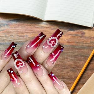 False Nails Fashion Wine Red Fake Safe Skin-friendly Female For Professionals