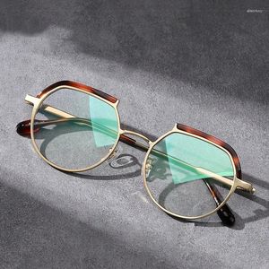 Sunglasses Frames 2024 Arrive Round Double Bridge Glasses Frame For Men And Women Classic Hand Made Super Light Titanium Gold Eyeglasses
