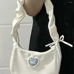 Borse da sera Borsa sotto le ascelle in pizzo Love Borsa a tracolla in stile coreano di grande capacità con tracolla pieghettata tinta unita Borsa dolce da esterno