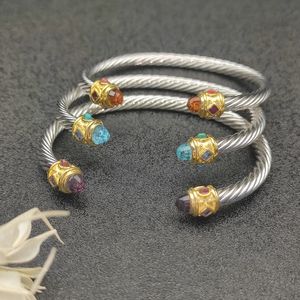 DY Luxus-Armband, 5 mm, Kabel, klassisches Armband aus Sterlingsilber mit Amethyst und Pavé-Diamanten, Armbänder für Damen und Herren, Geschenk, feiner Modeschmuck